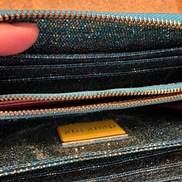 Deux Lux Blue Glitter and Iridescent Heart Wallet - Picture 7 of 10